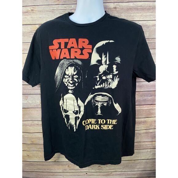 Star Wars T-Shirt Men’s Large Black Graphic Tee Darth Vader Yoda Mad Engine - Picture 1 of 8